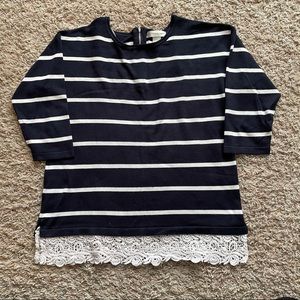 💛💛Christopher & Banks Navy Stripe & Lace Cardigan